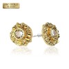 PAIR OF 18K GOLD PLATED ROUND CZ CENTER NUGGET EARRINGS